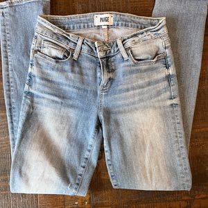 Paige light wash skinny jeans